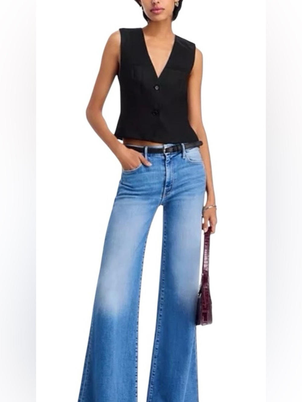 MOTHER Women’s The Roller Jeans in Let’s Trip Size 25 High Rise Flare Stretch